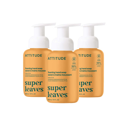 ATTITUDE Foaming Hand Soap, EWG Verified, Plant and Mineral-Based Ingredients, Vegan Personal Care Products, Orange Blossom & Eucalyptus, 295 mL (Pack of 3) 🍁 All In One Marketplace Canada