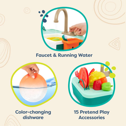 B. toys Play Sink, Splash-n-Scrub Sink with Running Water Faucet 🍁 All In One Marketplace Canada