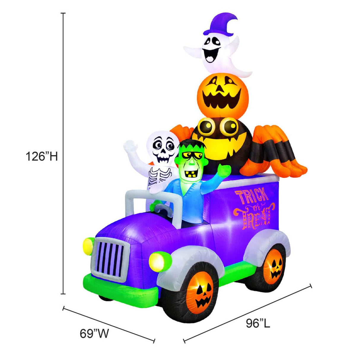 Occasions 10.5' Inflatable Halloween Truck, 10.5 ft Tall, Multicolored
