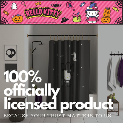 Sanrio Hello Kitty Skeleton Halloween 13-Piece Shower Curtain Set, 72 x 72 Inch Fabric Curtain with Hooks, Bathroom Decor, Machine Washable, (100% Officially Licensed Product) by Franco Collectibles