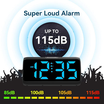 Netzu Loud Alarm Clocks for Bedrooms, Heavy Sleepers Alarm Clock with Dual Alarms, Bold Digits, 5 Dimmers, 4 Volumes, Snooze, Bedside Clock for Deep Sleepers Kids Teens Seniors, Plug in Clock 🍁 All In One Marketplace Canada