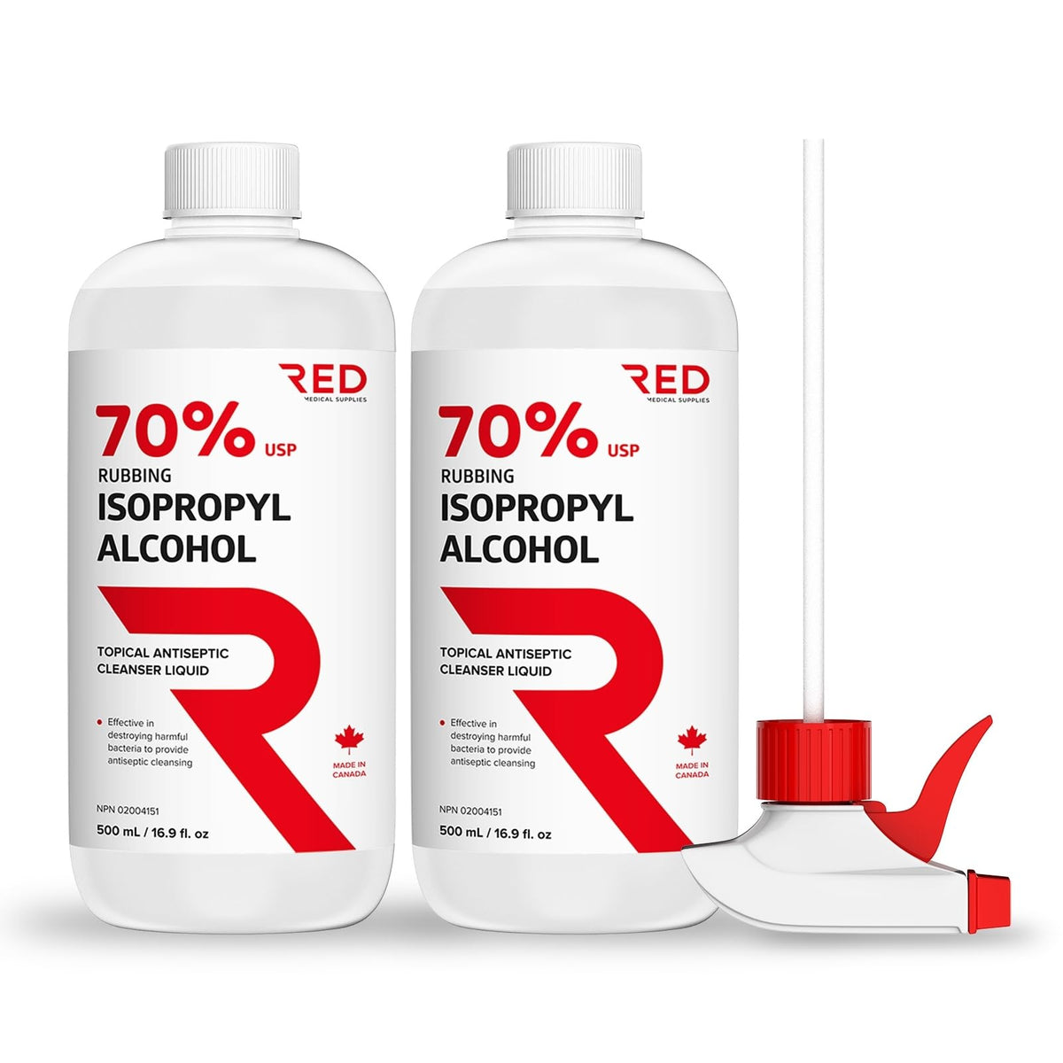 Isopropyl Rubbing Alcohol 70%, 500 mL - Pharmaceutical Grade, Surface & Screen Cleaner - 2 Bottles + Free Trigger Spray 🍁 All In One Marketplace Canada