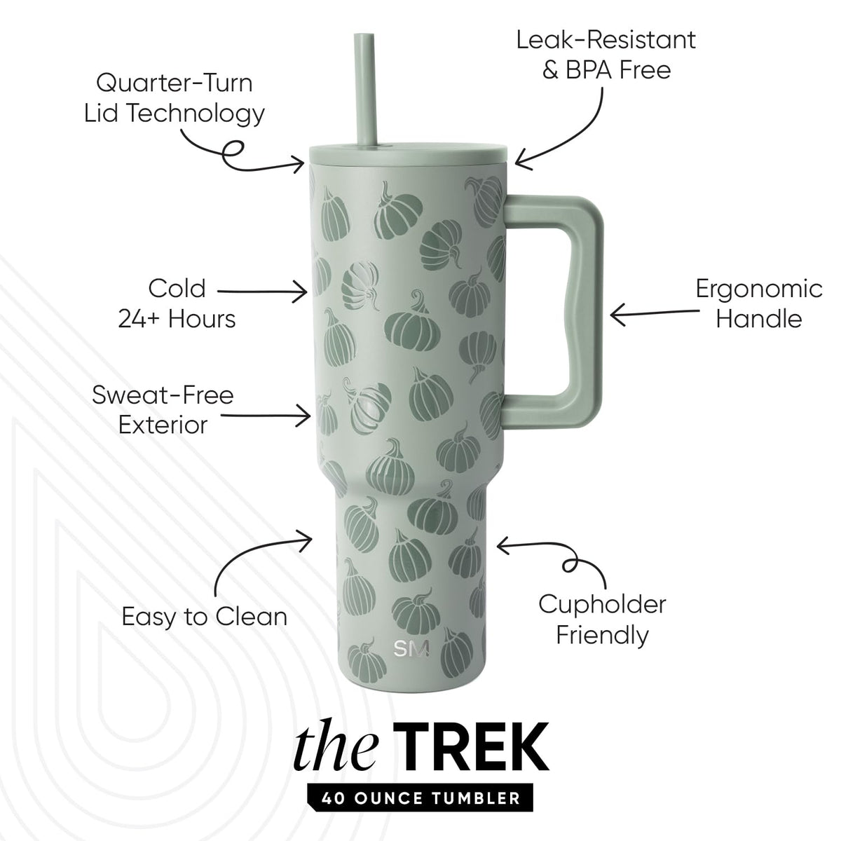 Simple Modern Halloween Tumbler with Handle | 40oz | Pumpkins