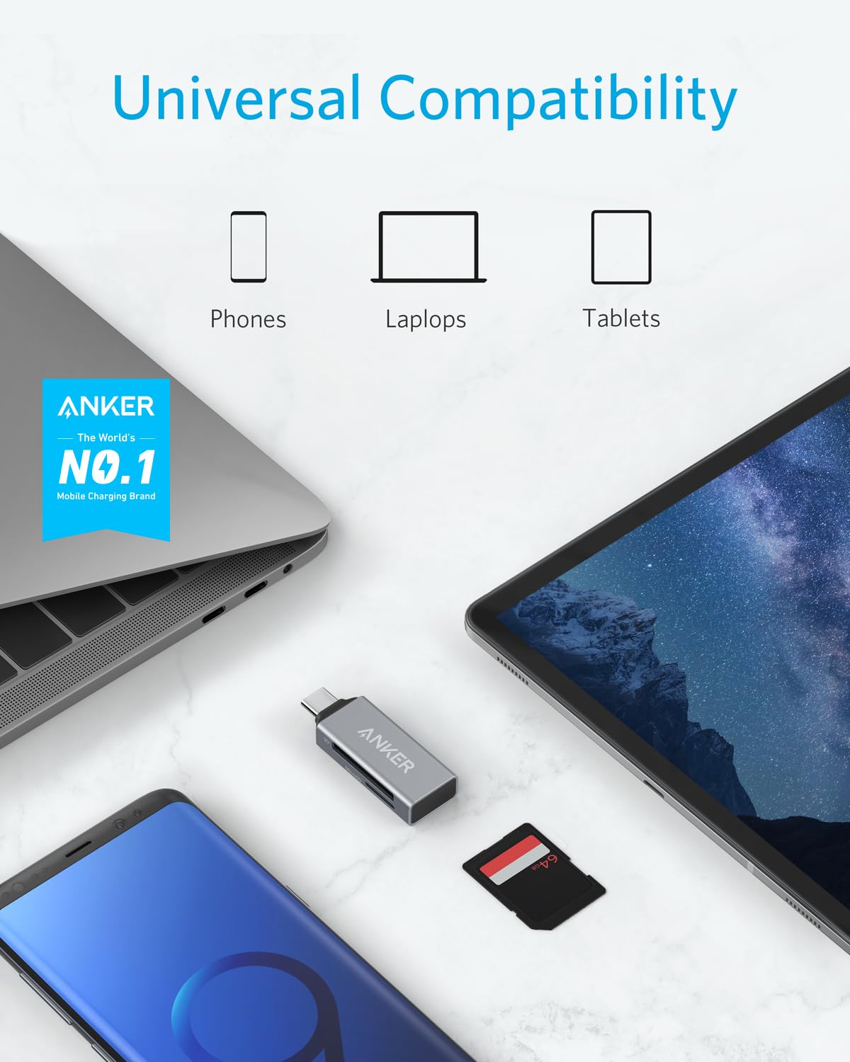 Anker SD Card Reader, 2-in-1 USB C Memory Card Reader for Digital Camera SD Card Viewer with Dual Slot for SDXC, SDHC, SD, MMC, RS-MMC, Micro SDXC,MicroSD, Micro SDHC Card, and UHS-I Cards 🍁 All In One Marketplace Canada