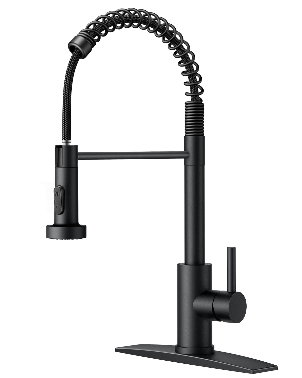 FORIOUS Black Kitchen Faucet with Pull Down Sprayer, Stainless Steel Single Handle Spring Classic Sink Faucets 1 or 3 Hole, for Farmhouse Camper Laundry Rv Bar, Matte Black 🍁 All In One Marketplace Canada