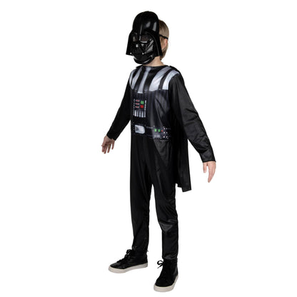 Star Wars Darth Vader Official Youth Halloween Costume - Printed Jumpsuit with Cape and Plastic Mask (S) Black