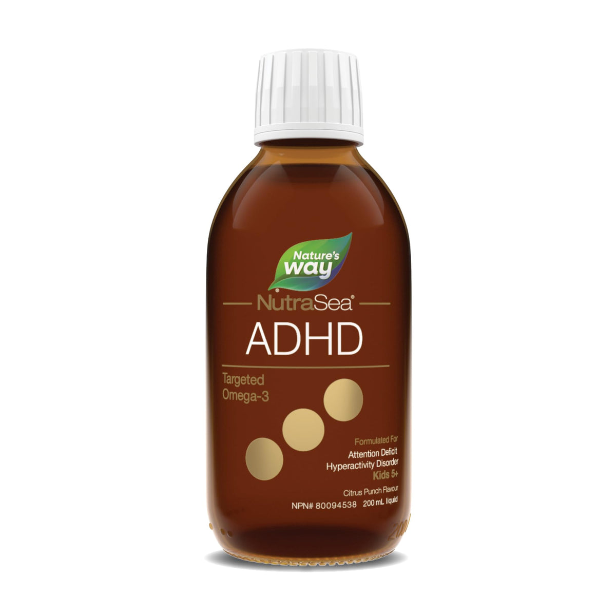 Nature's Way NutraSea ADHD Targeted Omega-3, For kids age 5+, 940 mg of EPA + DHA, 80 mg of GLA, 500 IU Vitamin D3, 200 ml Liquid 🍁 All In One Marketplace Canada