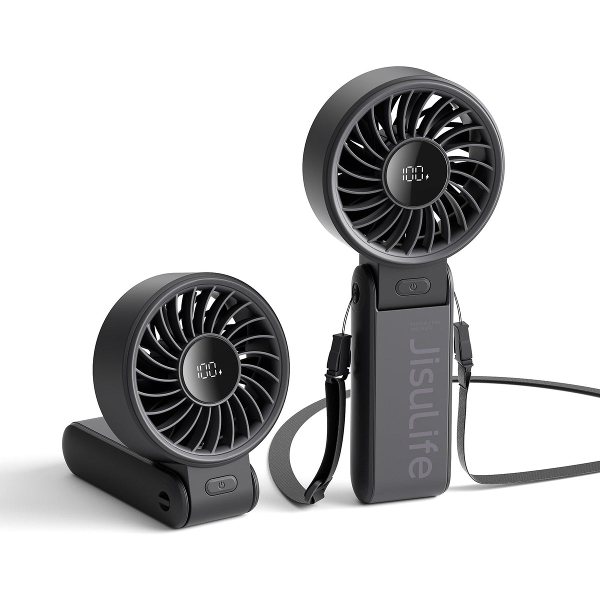 JISULIFE Handheld Fan Life7 – Ultimate Flexibility: High-Power Motor, LED Display, 5000mAh Rechargeable, 5-Speed, Foldable Design, 3-IN-1 Portable Hand/Desk/Neck Fan for Travel, Gift for Women (Black) 🍁 All In One Marketplace Canada
