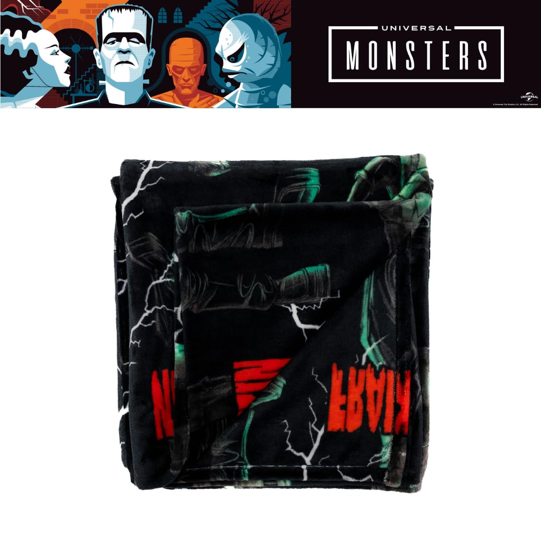 Franco Collectibles Universal Monsters Frankenstein Halloween Horror Throw Blanket, Super Soft Cozy Plush Bedding, 50" x 70", (Officially Licensed Product)