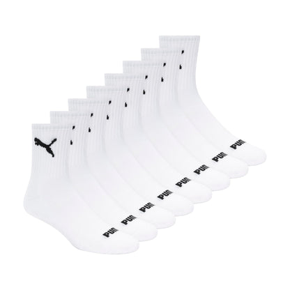 PUMA Men's 8 Pack Athletic Cushioned High Quarter Crew Socks, White/Black, 10-13 🍁 All In One Marketplace Canada