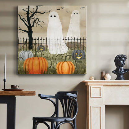 Renditions Gallery Modern Canvas Wall Art Pictures for Office Decorations Halloween Hunted Pumpkin Patch Premium Wall Hanging Wooden Artwork for Livingroom Kitchen Paintings - 10"X10" LT508