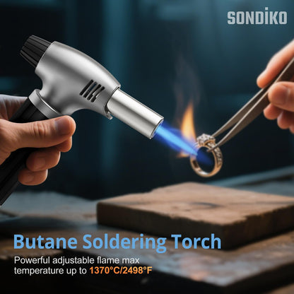 Sondiko Butane Torch, Refillable Kitchen Torch Lighter, Fit All Butane Tanks Blow Torch with Safety Lock and Adjustable Flame for Desserts, Creme Brulee, BBQ, and Baking—Butane Gas is Not Included 🍁 All In One Marketplace Canada