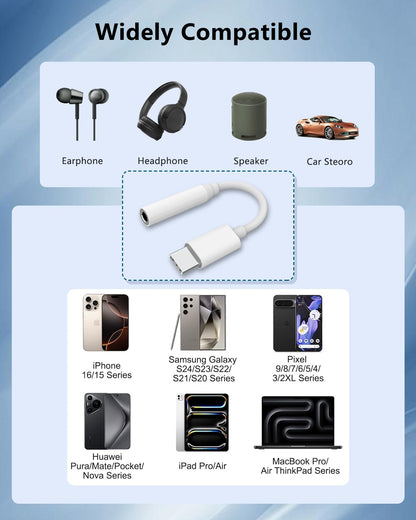 USB C to 3.5mm Audio Aux Adapter, AIDOUBARA 2 Pack Headphone Jack Dongle for iPhone 16 Pro Max/16, 15 Pro Max/15 Pro/15 Plus, Compatible with Samsung Galaxy S24/ S23/ S22/ S21 Ultra, Pixel, MacBook 🍁 All In One Marketplace Canada