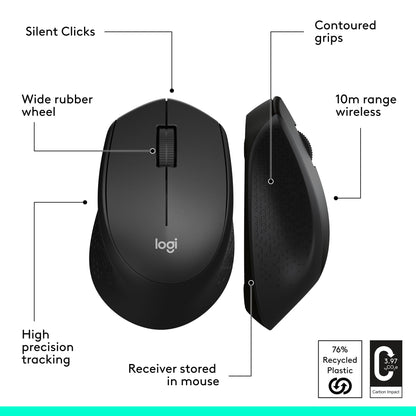 Logitech M330 Silent Wireless Mouse, 2.4GHz with USB Receiver, Optical Tracking, Quiet & Lightweight, Long Battery Life, for PC, Mac, Laptop, Chromebook - Black 🍁 All In One Marketplace Canada