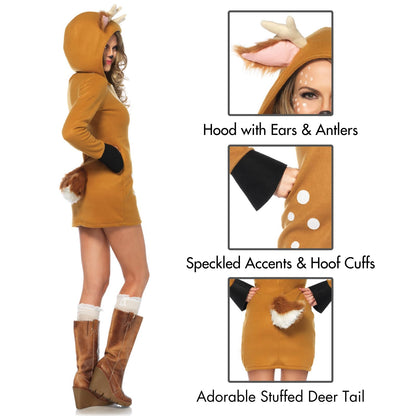 Leg Avenue Women's Hooded Cozy Fawn Halloween Costume, Multi, X-Large