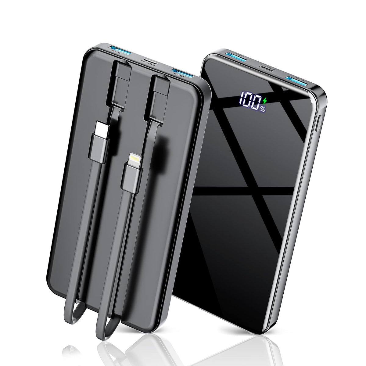 COPINK Power Bank with Built in Cables, 25000mAh Fast Charging Portable Charger,5 Output 2 Input LED Display Slim External Battery Pack for iPhone, Samsung, Android Phones, Tablets 🍁 All In One Marketplace Canada