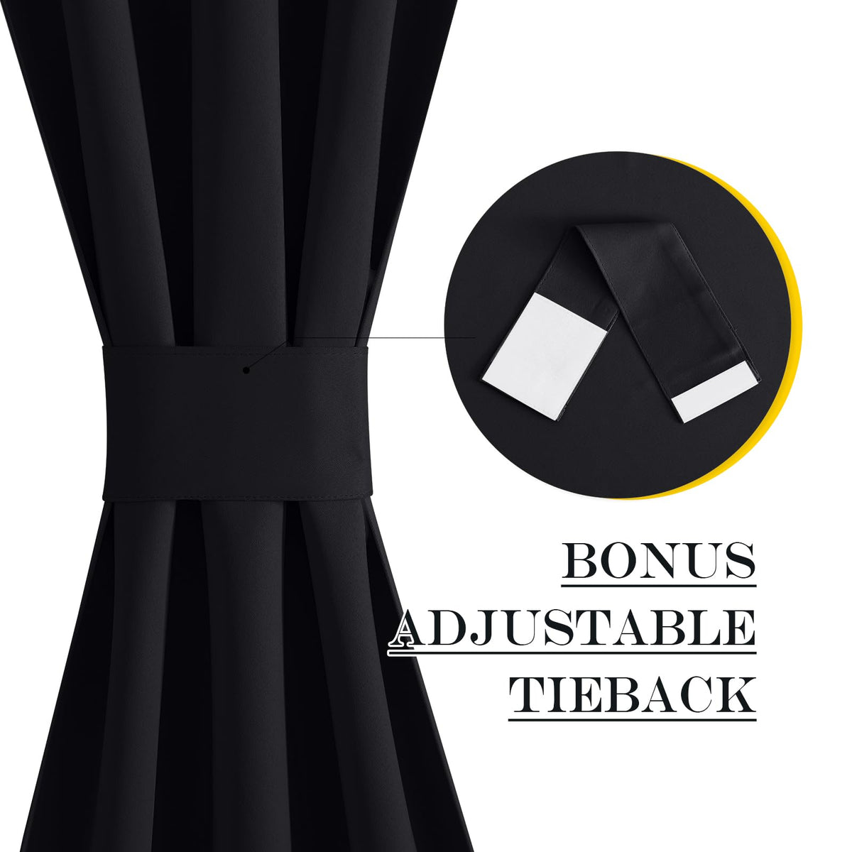 NICETOWN Blackout Window Door Curtains, Room Darkening Halloween Curtains for French Door/Glass Door, Rod Pocket Functional Thermal Insulated Doorway Curtains, 54 x 80 Inches, Black, 1 PC