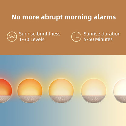 Sunrise Alarm Clock White Noise Machine: Natural Wake Up Light - Dimmable Clock with Bluetooth Speaker for Bedroom - 25 Sleep Sounds for Baby Adults Kids Putty 🍁 All In One Marketplace Canada