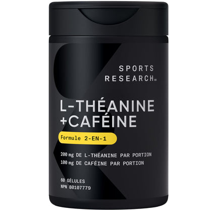 Sports Research® 2-in-1 L-Theanine Supplement with Caffeine & MCT Oil from Organic Coconuts - Focused Energy, Alertness & Relaxation Without Drowsiness - 200mg L Theanine, 100mg Caffeine - 60 Softgels 🍁 All In One Marketplace Canada