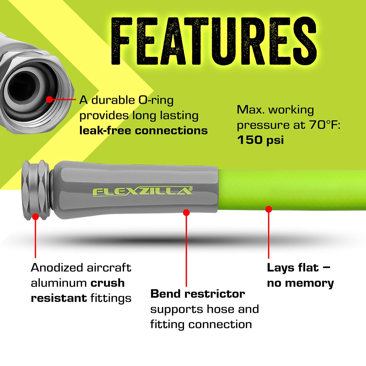 Flexzilla Garden Lead-In Hose, 5/8" X 3', Heavy Duty, Lightweight, Drinking Water Safe-HFZG503YW 🍁 All In One Marketplace Canada