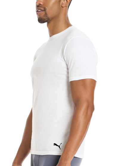 PUMA Men's 4 Pack Cotton Crewneck Short Sleeve T-Shirt, Black/Grey/White/Navy, Medium 🍁 All In One Marketplace Canada