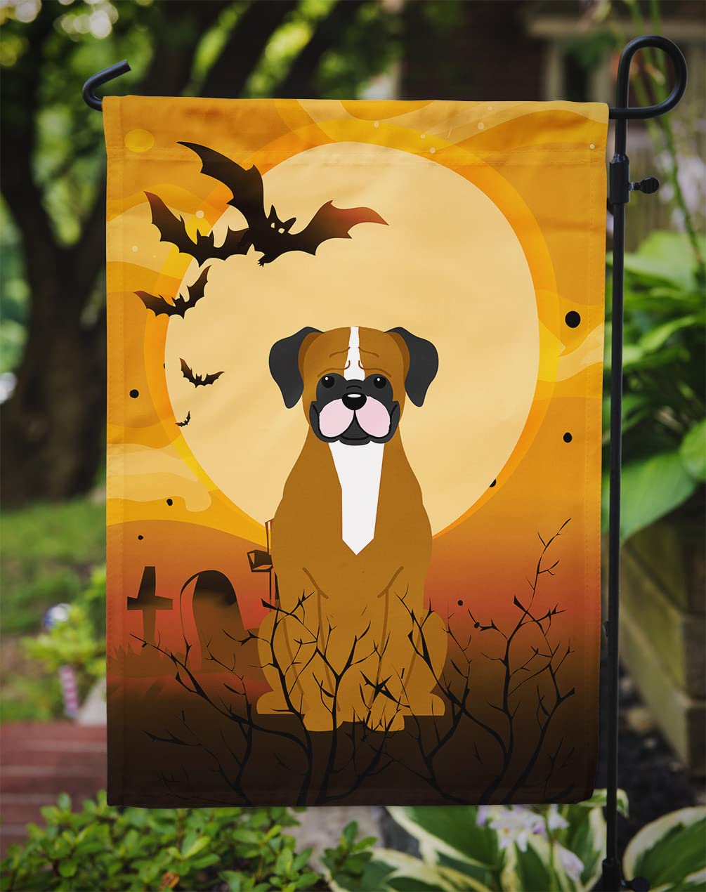 Caroline's Treasures BB4382GF Halloween Flashy Fawn Boxer Flag Garden Size, Small, Multicolor