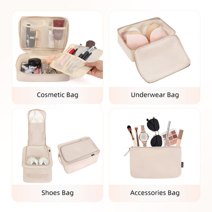 BAGAIL 8 Set Packing Cubes, Lightweight Travel Luggage Organizers with Shoe Bag, Toiletry Bag & Laundry Bag (Cream) 🍁 All In One Marketplace Canada