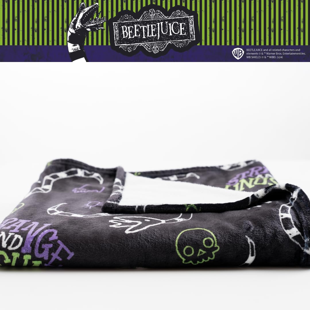 Franco Collectibles Beetlejuice Halloween Goth Strange & Unusual Bedding Super Soft Cozy Plush Throw, 46 in x 60 in, (Officially Licensed Product)