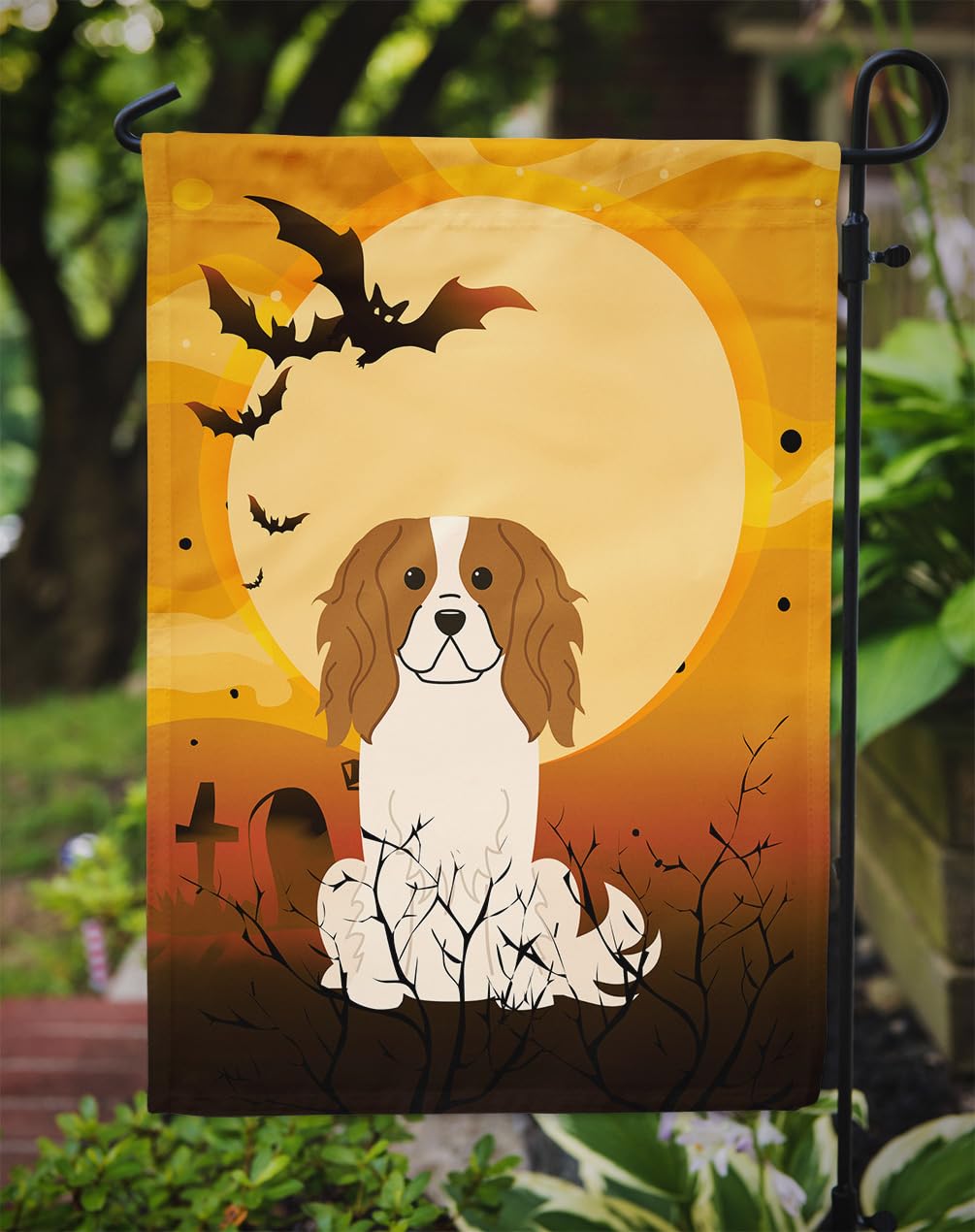 Caroline's Treasures BB4324GF Halloween Cavalier Spaniel Flag Garden Size, Small, Multicolor
