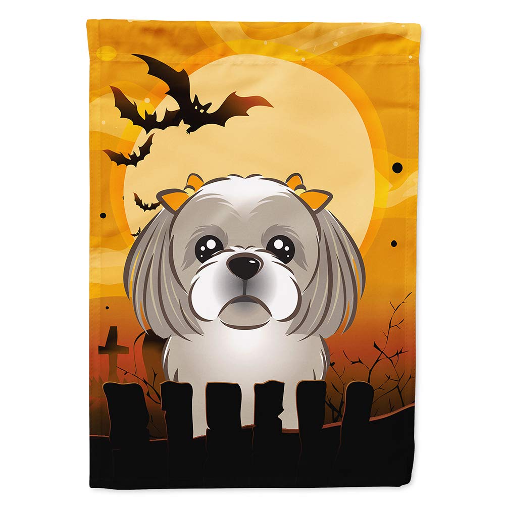 Caroline's Treasures BB1808CHF Halloween Gray Silver Shih Tzu Canvas House Size Flag, Multicolor, Large
