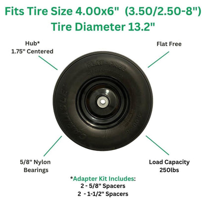 Easy Fit 4.00-6 Flat-Free Wheel Assembly for Residential Wheelbarrow Black 🍁 All In One Marketplace Canada
