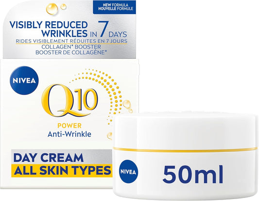 NIVEA Q10 Power Anti-Wrinkle Firming Day Face Cream, Anti Wrinkle Firming Cream with Q10 and Creatine, Face Moisturizer for All Skin Types, Visibly Reduces the Look of Wrinkles, 50mL 🍁 All In One Marketplace Canada