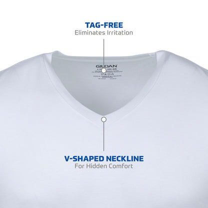 Gildan Men's V-Neck T-Shirts, Multipack, Style G1103, White (6-Pack), Medium 🍁 All In One Marketplace Canada