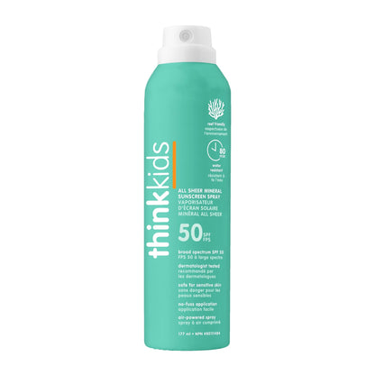 Thinksport Kids Sunscreen Spray, SPF 50 All Sheer Mineral Sunscreen, 6 Fl Oz, Clear Water Resistant Baby & Toddler Sun Screen, Natural Zinc Oxide Sun Protection 🍁 All In One Marketplace Canada