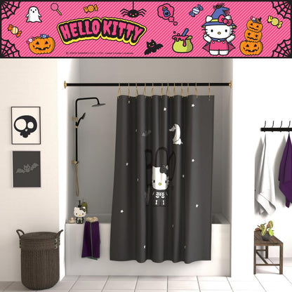 Sanrio Hello Kitty Skeleton Halloween 13-Piece Shower Curtain Set, 72 x 72 Inch Fabric Curtain with Hooks, Bathroom Decor, Machine Washable, (100% Officially Licensed Product) by Franco Collectibles