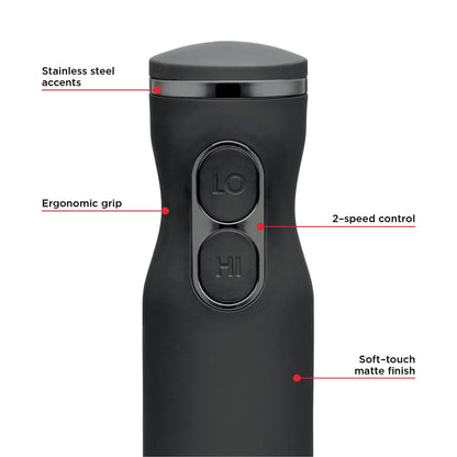 Chefman Immersion Blender, 300W Hand Blender with Stainless Steel Blades, Powerful Electric Ice Crushing 2-speed Control Handheld Food Mixer, Purées, Smoothies, Shakes, Sauces & Soups, Black 🍁 All In One Marketplace Canada