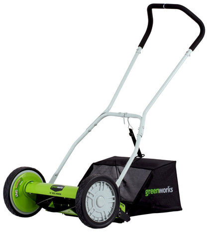 Greenworks 16-Inch Reel Lawn Mower with Grass Catcher 25052,Black/Green, 47" D x 22" W x 29.75" H 🍁 All In One Marketplace Canada