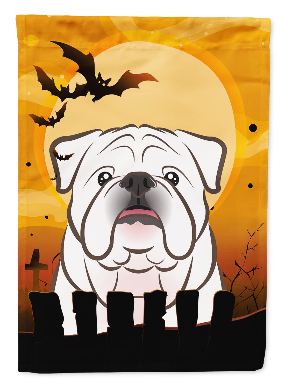 Caroline's Treasures BB1778GF Halloween White English Bulldog Flag Garden Size, Small, Multicolor