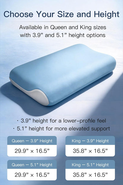 【Hotel Collection】 Memory Foam Pillow for Sleeping, Cooling Pillow with PCM Cover, Ergonomic Neck Support Pillow for All Sleep Positions, Soft Supportive Bed Pillow, Blue Grey, Queen (30"x16.5"x3.9") 🍁 All In One Marketplace Canada