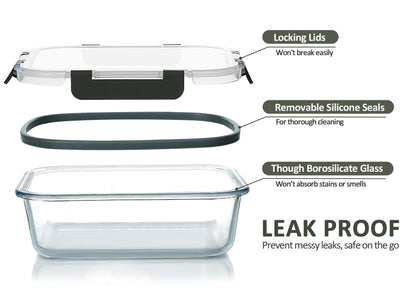 M MCIRCO [5-Packs, 36 Oz.] Glass Meal Prep Containers with Lifetime Lasting Snap Locking Lids Glass Food Containers,Airtight Lunch Container,Microwave, Oven, Freezer and Dishwasher (4.5 Cup) 🍁 All In One Marketplace Canada