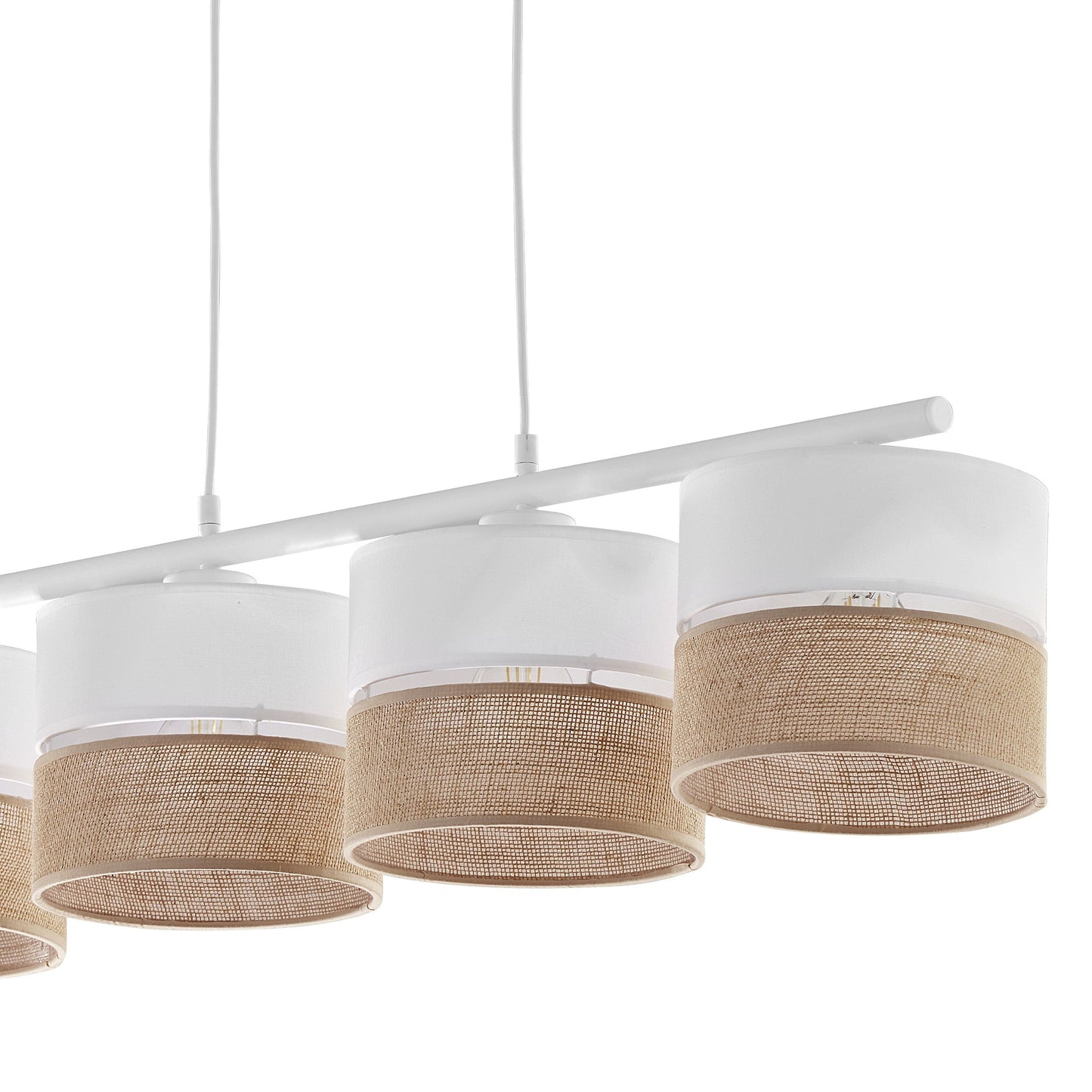Linobianco 4-Light Linear Pendant with Linen & Jute Shades for Kitchen Island & Dining Table - AURABAGS SHOP