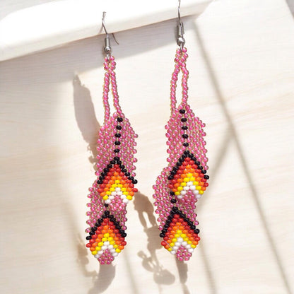 OldTribes™rose pink  Beaded Earrings