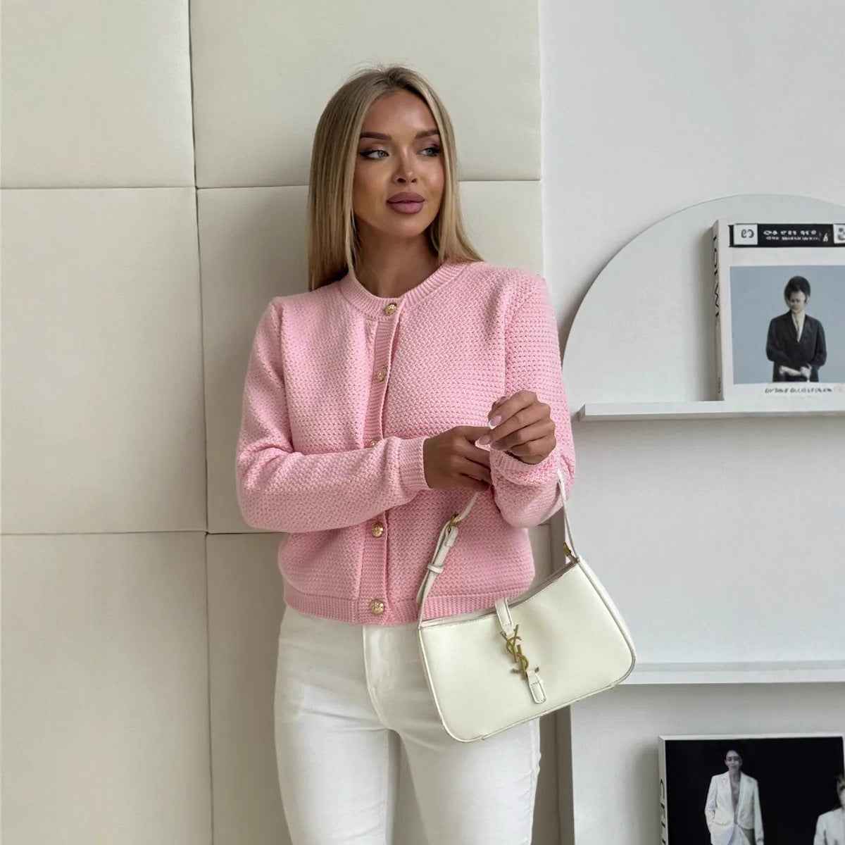 Women’s Slim-Fit Fashion Sweater – Stylish Short Casual Knit Top for Fall & Winter
