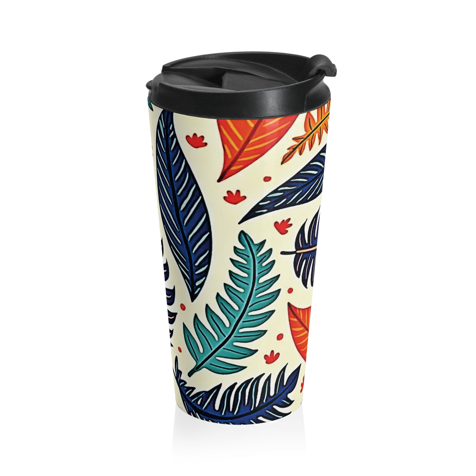 Colorful Tropical Leaves travel mug | Stainless Steel Tumbler - AURABAGS SHOP