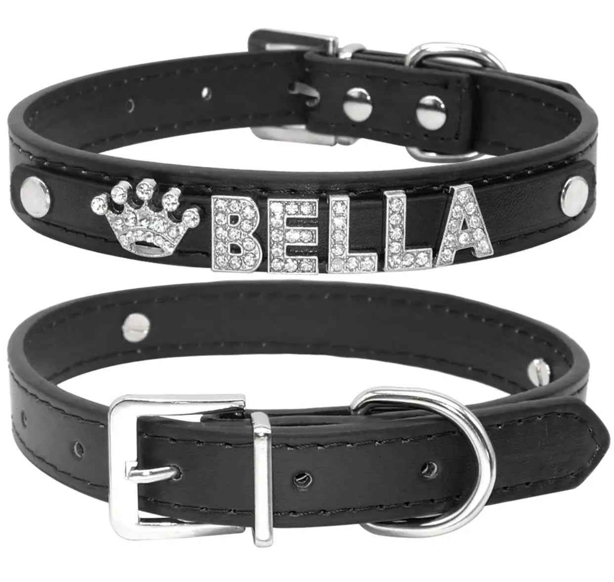 Midnight Crown Name Dog Collar | Customized Dog Collar