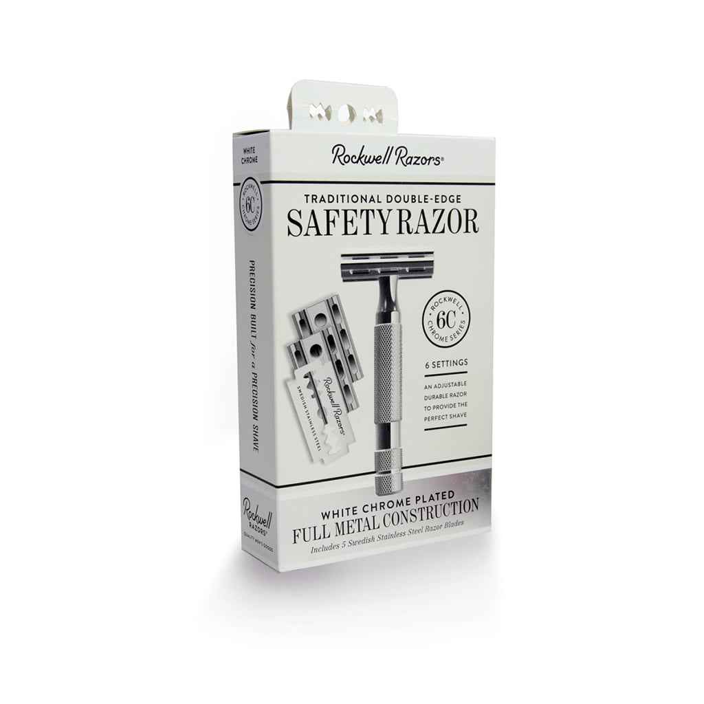 Rockwell 6C Adjustable Safety Razor - White Chrome (Beginner Friendly)