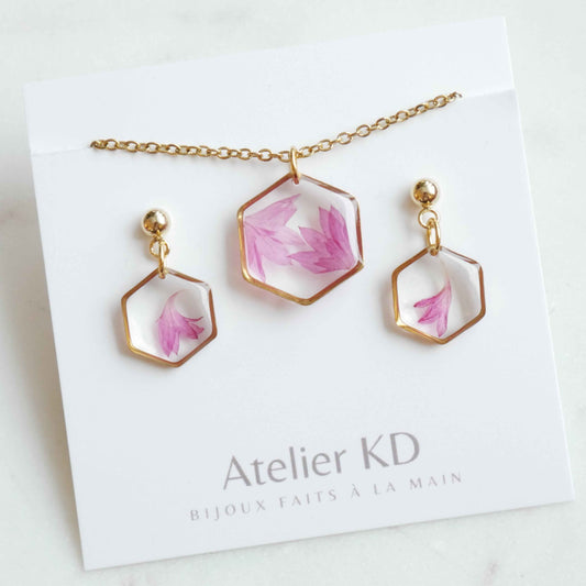 Parure Centaurée rose - hexa (moyen)