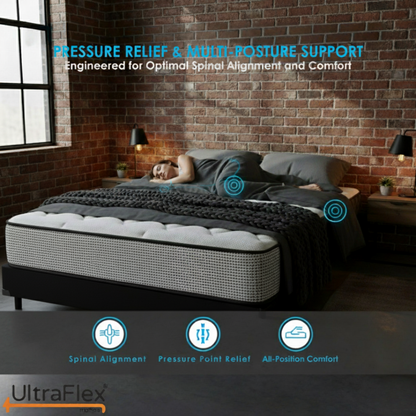 UltraFlex® DreamWeaver Matratzen- und Boxspring-Set – Mittelfeste Taschenfederkern-Hybridmatratze – Kanadische Orthopädische Unterstützung mit Kühlgel-Schaum, gesteppter Oberseite, atmungsaktivem & hypoallergenem Komfort, Randstütze & Bewegungstrennung