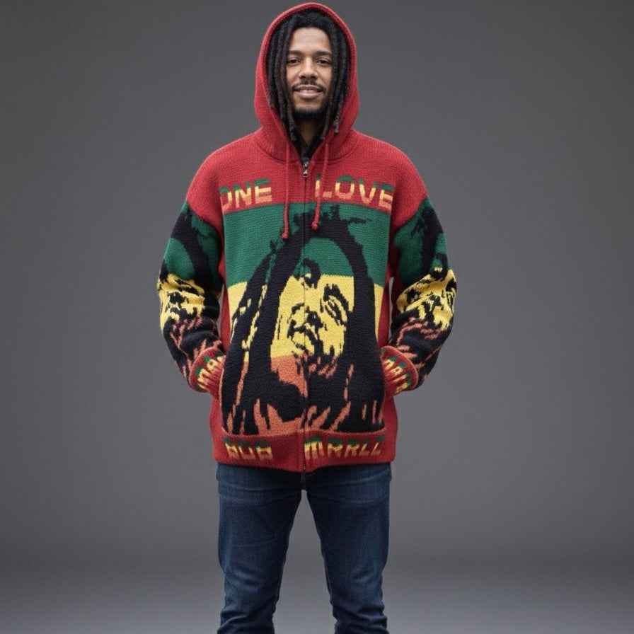 Bob Marley  grey/ black Unisex Alpaca Sweater
