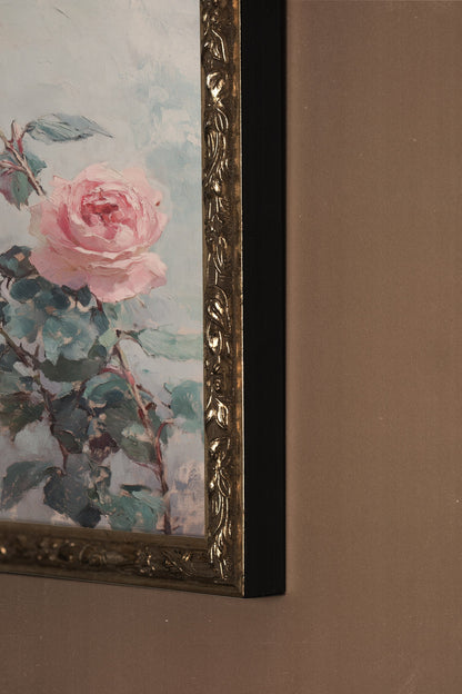 POWDER ROSES, VINTAGE SILVER FRAME